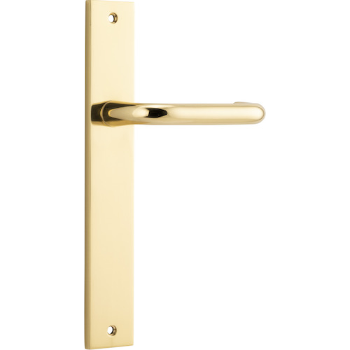 Door Lever Oslo on Long Backplate Polished Brass H237xW50xP57mm in Polished Brass