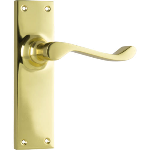 Door Lever Victorian Latch Pair Polished Brass H152xW42xP59mm in Polished Brass