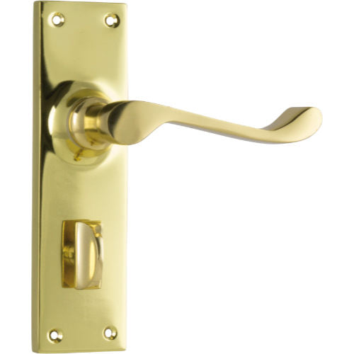 Door Lever Victorian Privacy Pair Polished Brass H152xW42xP59mm in Polished Brass