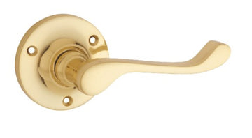 Door Lever Victorian Round Rose Pair Polished Brass D63xP58mm

(Latch/Lock Sold Separately) in Polished Brass