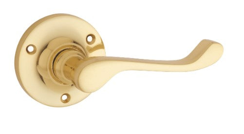 Door Lever Victorian Round Rose Pair Polished Brass D63xP58mm

(Latch/Lock Sold Separately) in Polished Brass