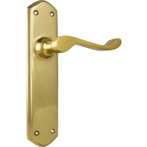 Door Lever Windsor Latch Pair Polished Brass H200xP60xW45mm in Polished Brass