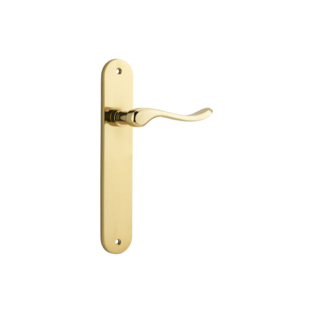 Door Lever Stirling Oval Latch Pair Polished Brass H240xW40xP64mm in Polished Brass