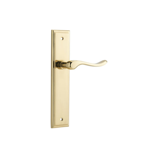 Door Lever Stirling Stepped Latch Pair Polished Brass H237xW50xP64mm in Polished Brass