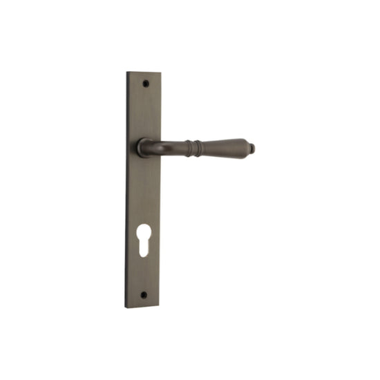 Door Lever Sarlat Rectangular Euro Signature Brass CTC85mm H240xW38xP55mm in Signature Brass