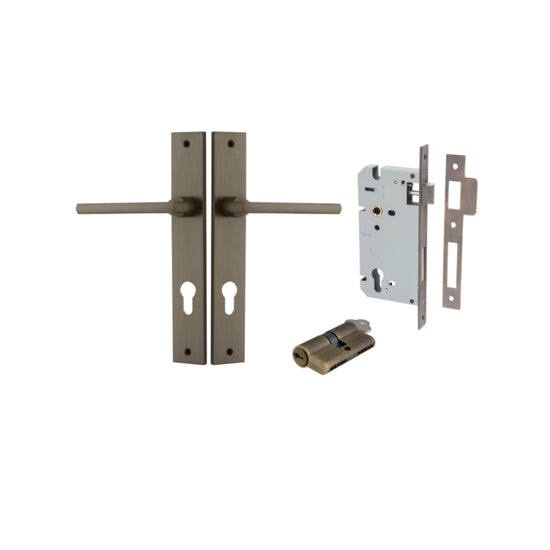 Door Lever Baltimore Rectangular Euro Signature Brass CTC85mm H240xW38xP55mm Entrance Kit, Mortice Lock Euro Signature Brass CTC85mm Backset 60mm, Euro Cylinder Dual Function 5 Pin Signature Brass L65mm KA1 in Signature Brass