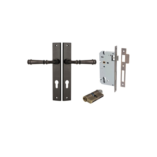 Door Lever Verona Rectangular Euro Signature Brass CTC85mm H240xW38xP59mm Entrance Kit, Mortice Lock Euro Signature Brass CTC85mm Backset 60mm, Euro Cylinder Dual Function 5 Pin Signature Brass L65mm KA1 in Signature Brass