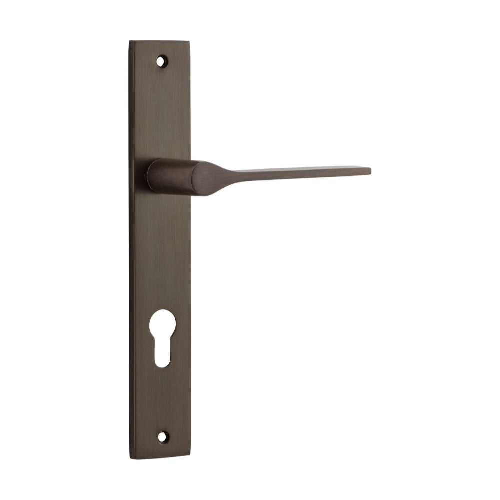 Door Lever Como Rectangular Euro Signature Brass CTC85mm H240xW38xP59mm in Signature Brass