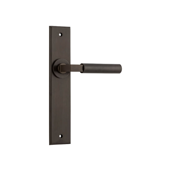 Door Lever Berlin Chamfered Latch Signature Brass H240xW50xP59mm in Signature Brass