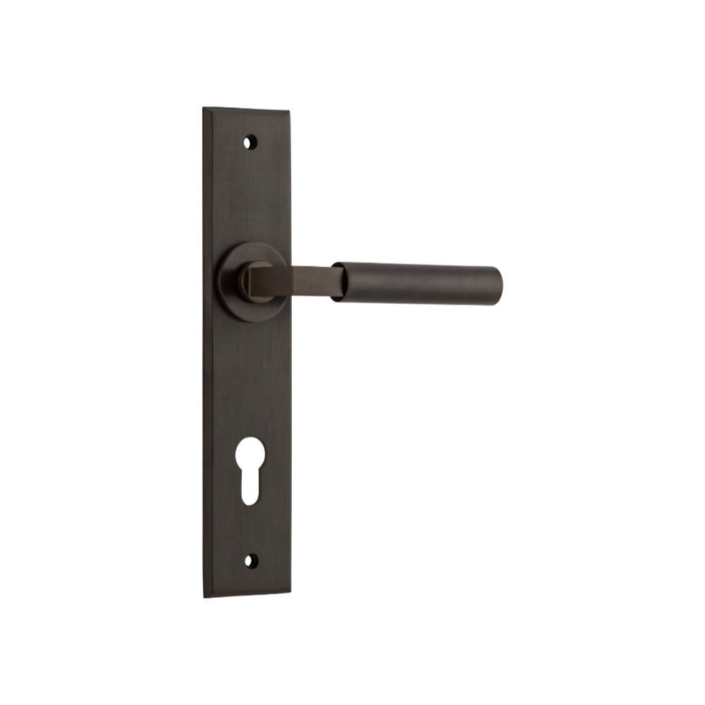 Door Lever Berlin Chamfered Euro Signature Brass CTC85mm H240xW50xP59mm in Signature Brass