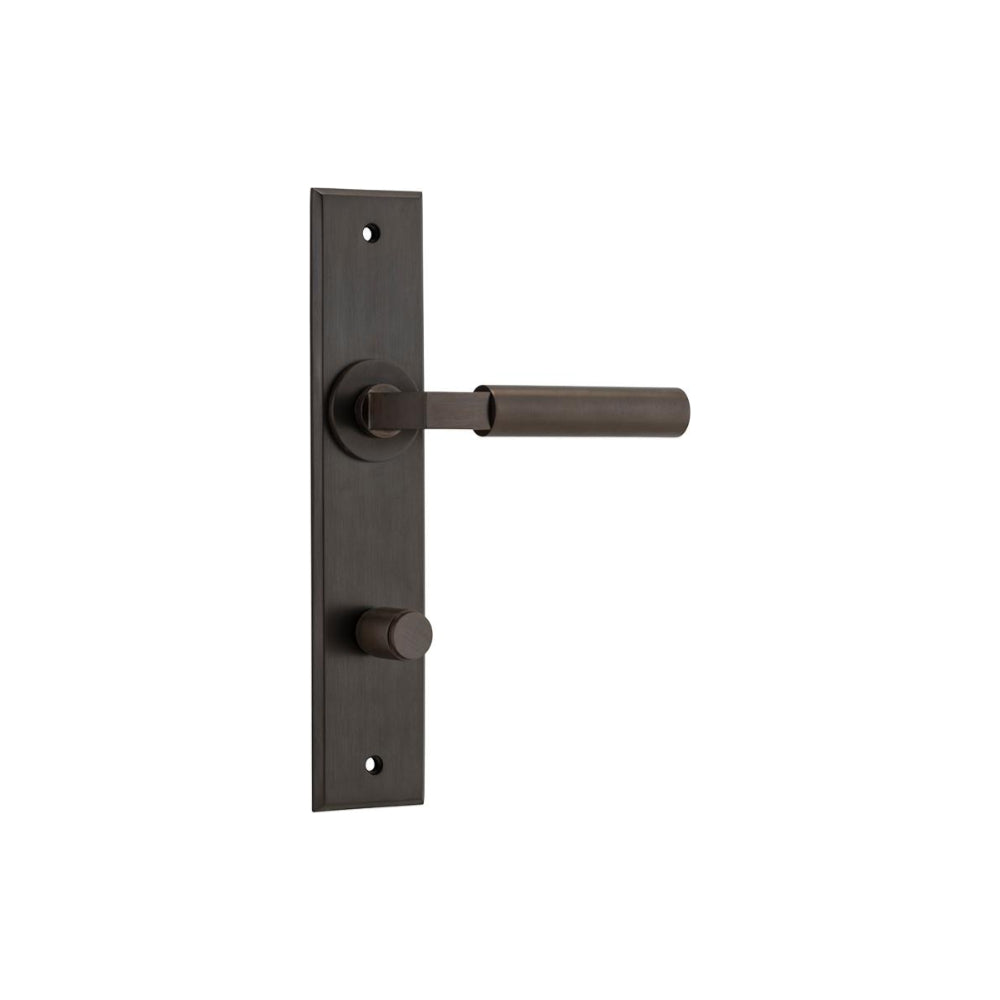 Door Lever Berlin Chamfered Privacy Signature Brass CTC85mm H240xW50xP59mm in Signature Brass