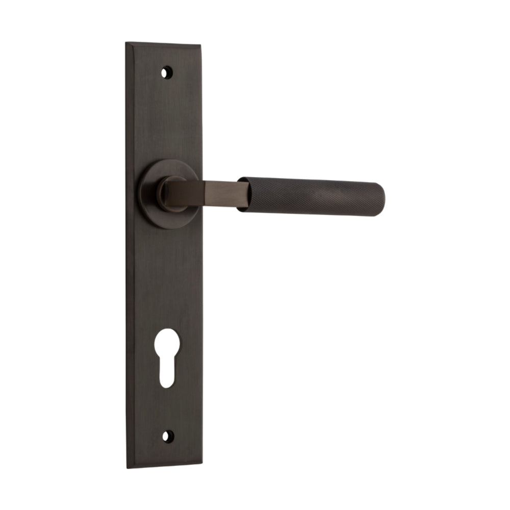 Door Lever Brunswick Chamfered Euro Signature Brass CTC85mm H240xW50xP60mm in Signature Brass