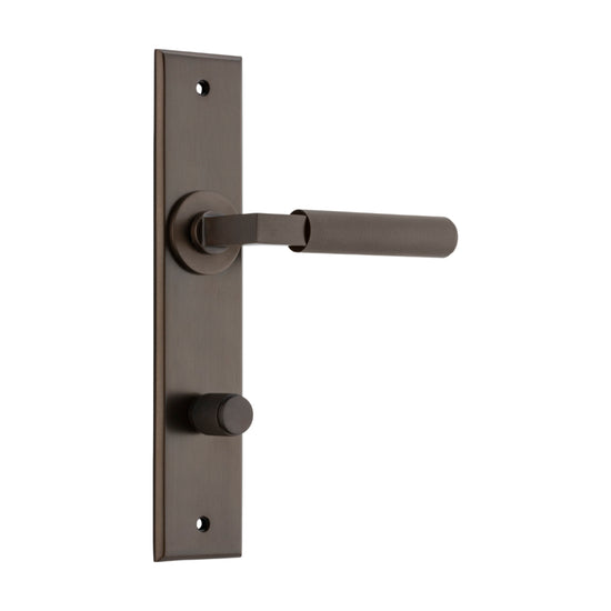 Door Lever Brunswick Chamfered Privacy Signature Brass CTC85mm H240xW50xP60mm in Signature Brass