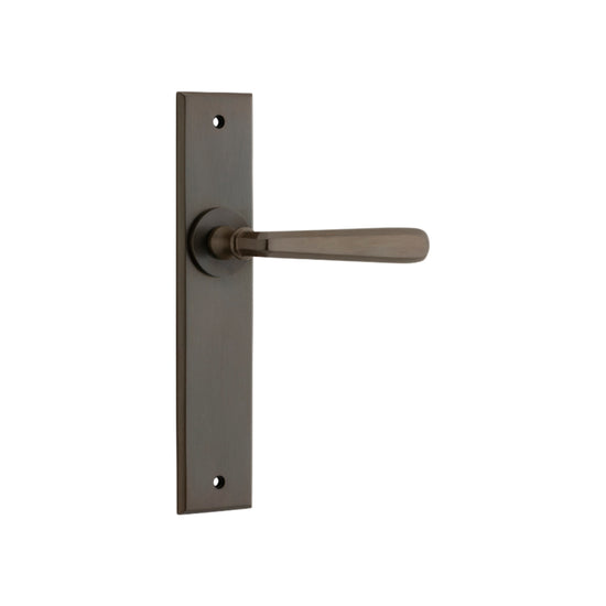 Door Lever Copenhagen Chamfered Latch Pair Signature Brass H240xW50xP61mm in Signature Brass