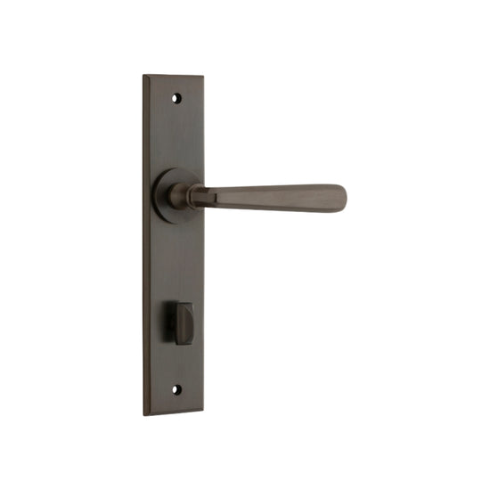 Door Lever Copenhagen Chamfered Privacy Pair Signature Brass CTC85mm H240xW50xP61mm in Signature Brass