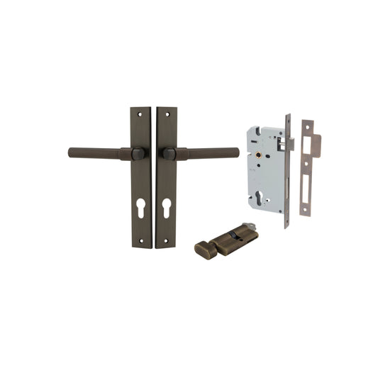 Door Lever Helsinki Rectangular Euro Pair Signature Brass CTC85mm H240xW38xP44mm Entrance Kit, Mortice Lock Euro Signature Brass CTC85mm Backset 60mm, Euro Cylinder Key Thumb 6 Pin Signature Brass L70mm KA1 in Signature Brass