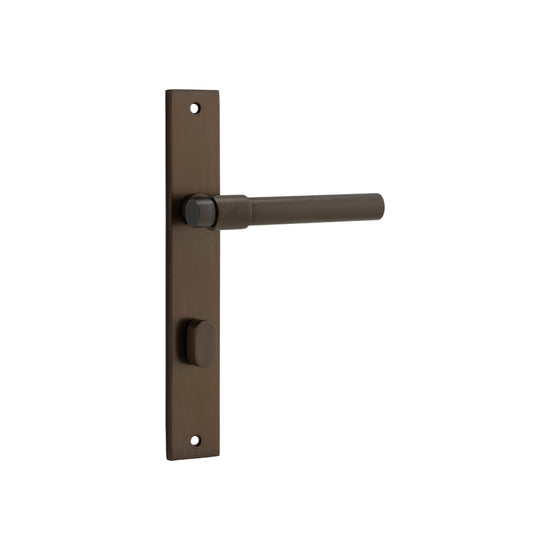 Door Lever Helsinki Rectangular Privacy Pair Signature Brass CTC85mm H240xW38xP44mm in Signature Brass