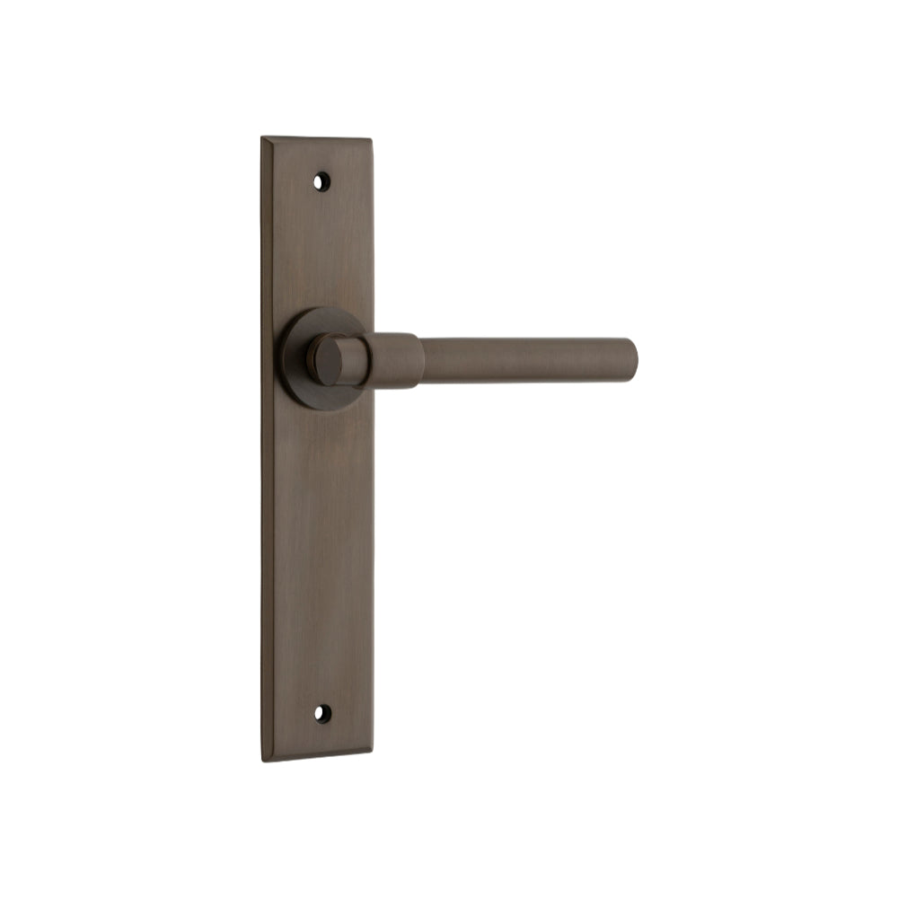 Door Lever Helsinki Chamfered Latch Signature Brass H240xW50xP60mm in Signature Brass