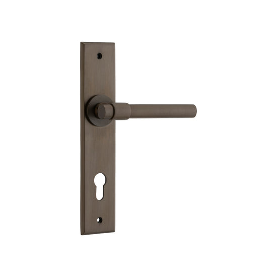 Door Lever Helsinki Chamfered Euro Signature Brass H240xW50xP60mm in Signature Brass