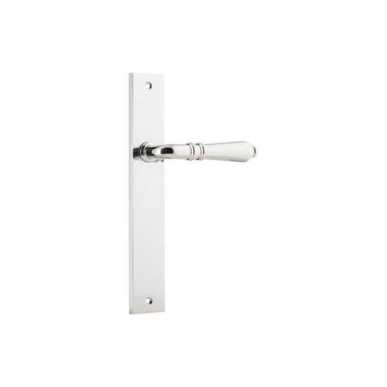 Door Lever Sarlat on Long Backplate Polished Chrome H240xW38xP55mm in Polished Chrome