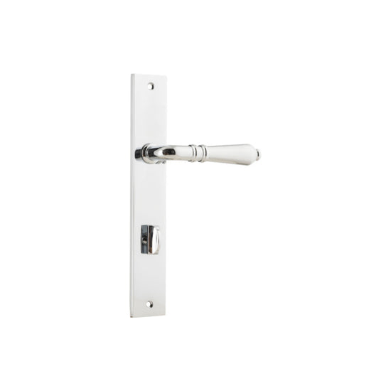 Door Lever Sarlat Rectangular Privacy Polished Chrome CTC85mm H240xW38xP55mm in Polished Chrome