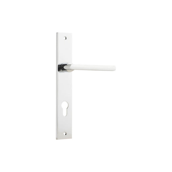 Door Lever Baltimore Rectangular Euro Polished Chrome CTC85mm H240xW38xP55mm in Polished Chrome