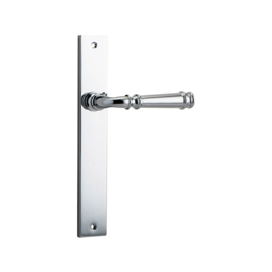 Door Lever Verona on Long Backplate Polished Chrome H237xW50xP59mm in Polished Chrome