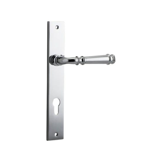 Door Lever Verona Rectangular Euro Polished Chrome CTC85mm H237xW50xP59mm in Polished Chrome