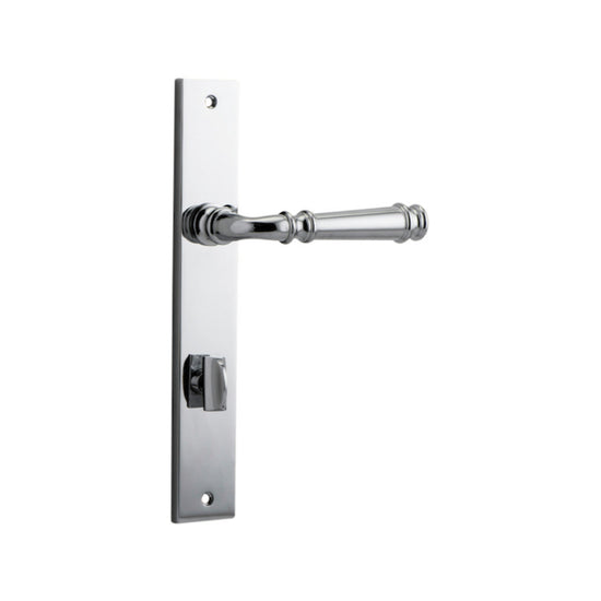 Door Lever Verona Rectangular Privacy Polished Chrome CTC85mm H237xW50xP59mm in Polished Chrome