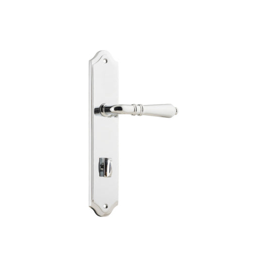 Door Lever Sarlat Shouldered Privacy Polished Chrome CTC85mm H250xW48xP57mm in Polished Chrome