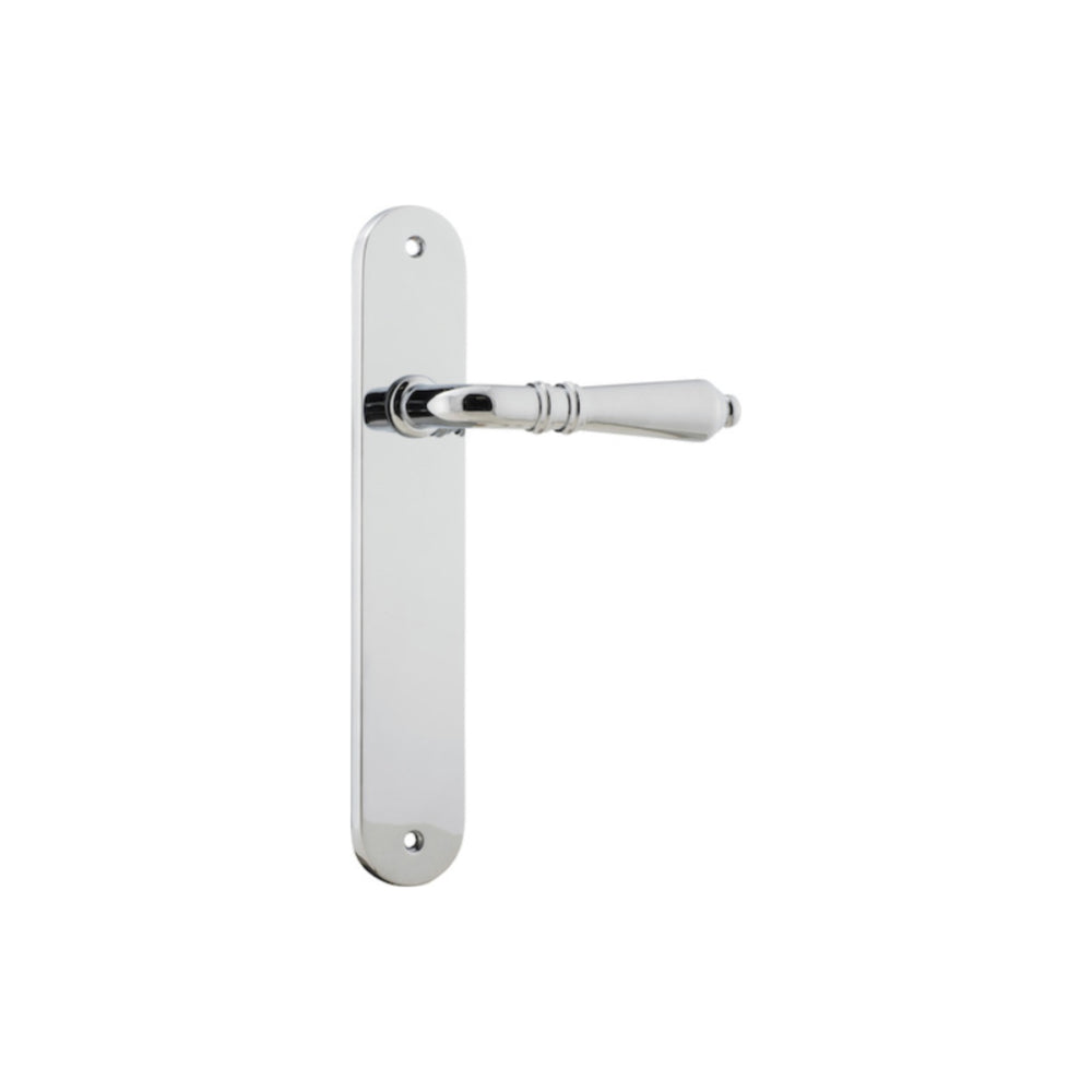 Door Lever Sarlat Oval Latch Polished Chrome H230xW40xP55mm in Polished Chrome