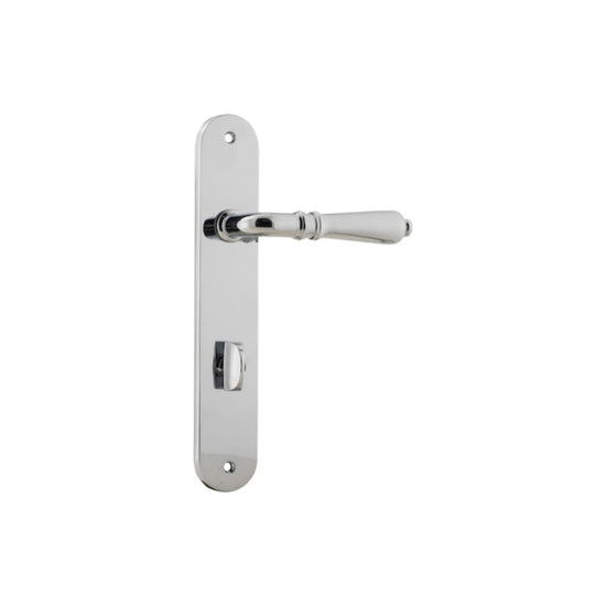 Door Lever Sarlat Oval Privacy Polished Chrome CTC85mm H230xW40xP55mm in Polished Chrome