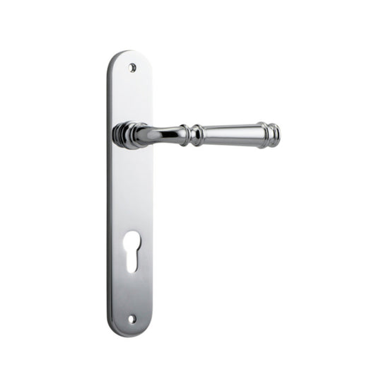 Door Lever Verona Oval Euro Polished Chrome CTC85mm H237xW50xP59mm in Polished Chrome