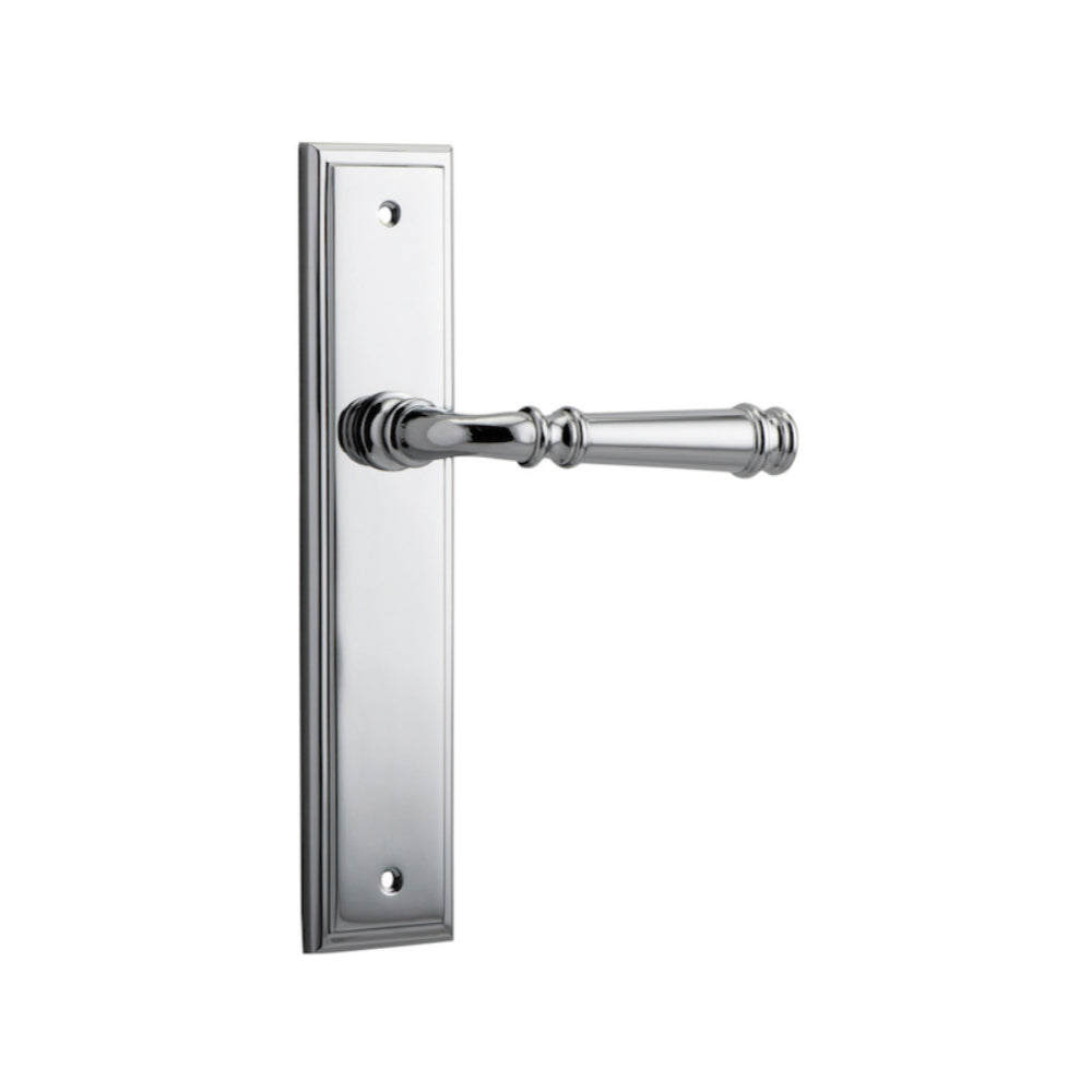 Door Lever Verona Stepped Latch Polished Chrome H237xW50xP59mm in Polished Chrome