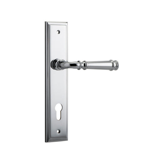 Door Lever Verona Stepped Euro Polished Chrome CTC85mm H237xW50xP59mm in Polished Chrome