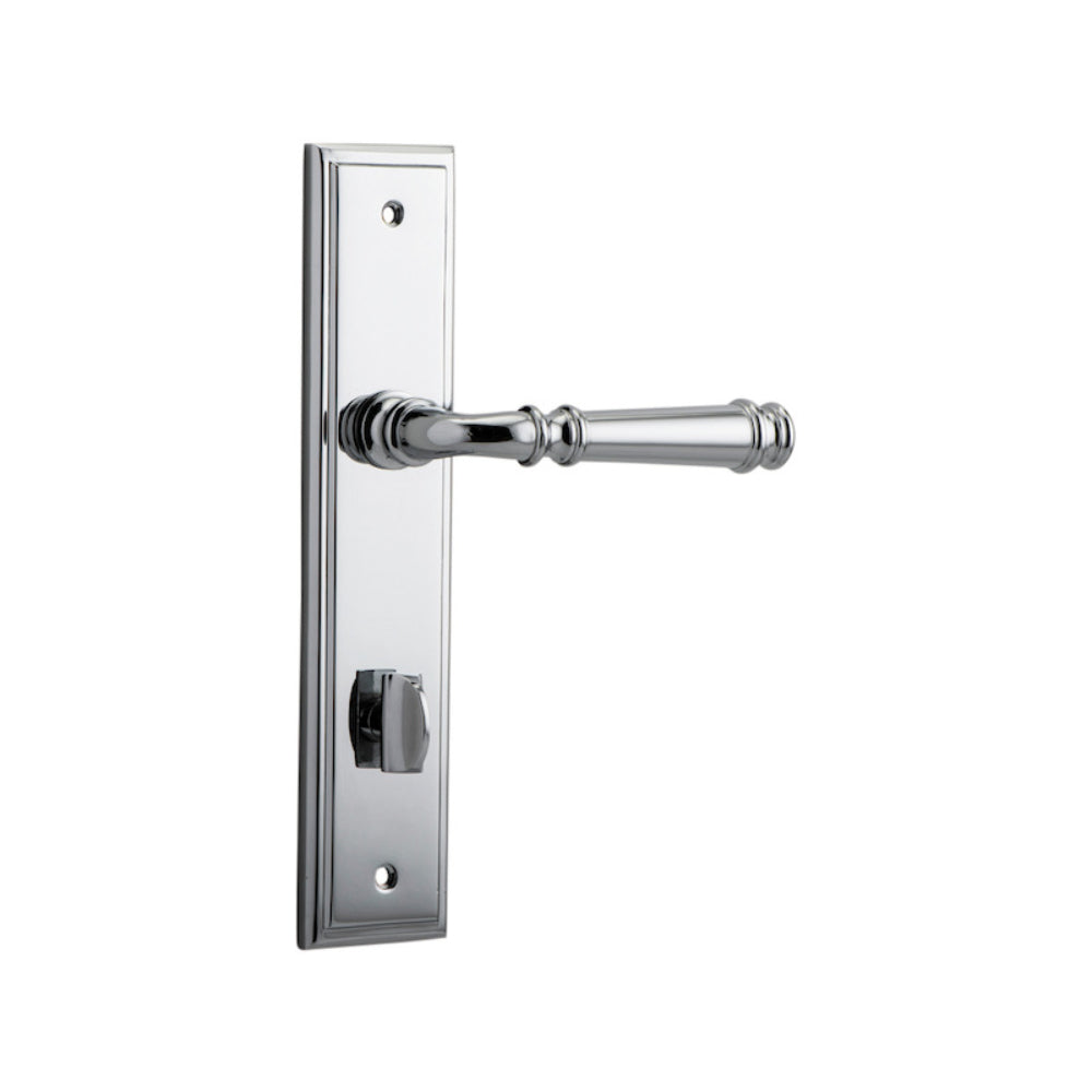 Door Lever Verona Stepped Privacy Polished Chrome CTC85mm H237xW50xP59mm in Polished Chrome