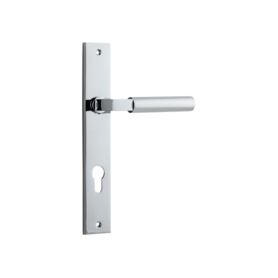 Door Lever Berlin Rectangular Euro Polished Chrome CTC85mm H240xW38xP57mm in Polished Chrome