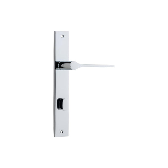 Door Lever Como Rectangular Privacy Polished Chrome CTC85mm H240xW38xP59mm in Polished Chrome