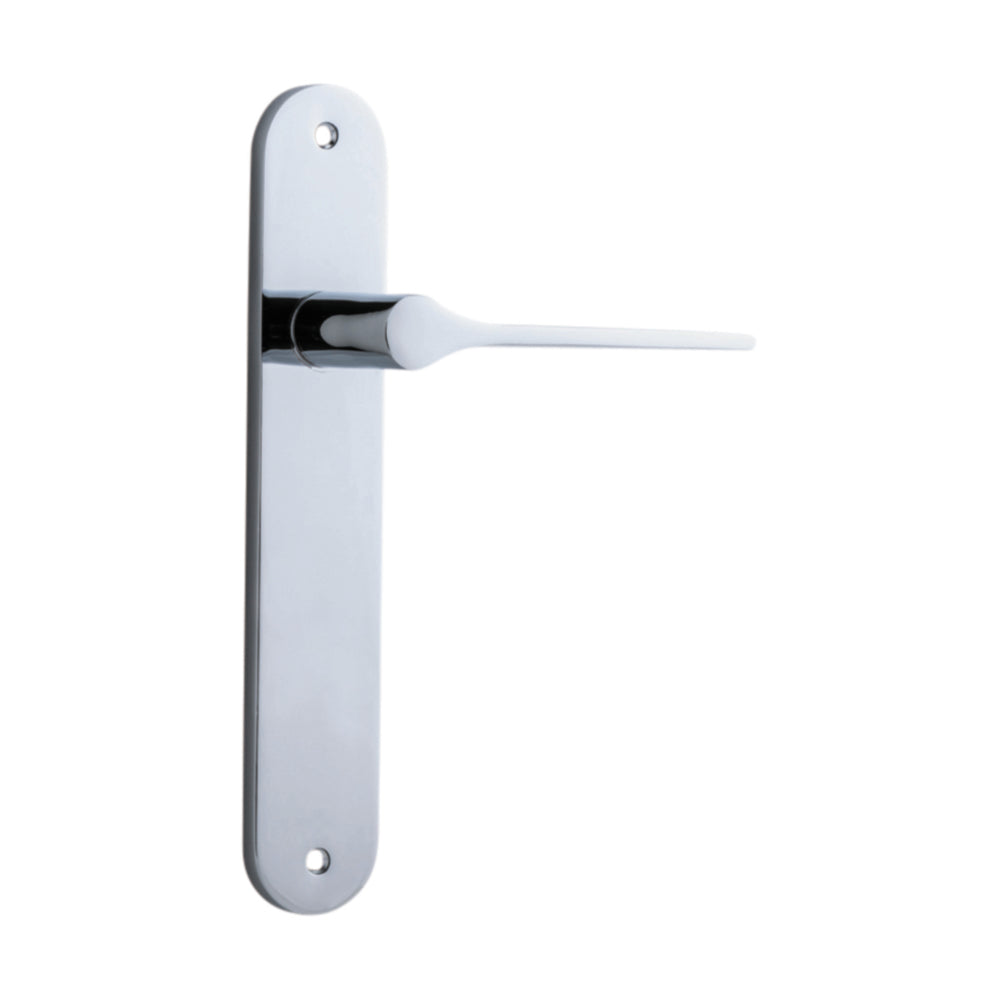 Door Lever Como Oval Latch Polished Chrome H240xW40xP59mm in Polished Chrome