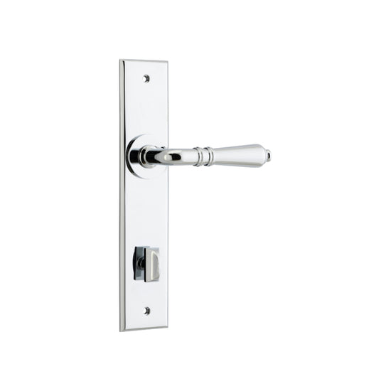 Door Lever Sarlat Chamfered Privacy Polished Chrome CTC85mm in Polished Chrome