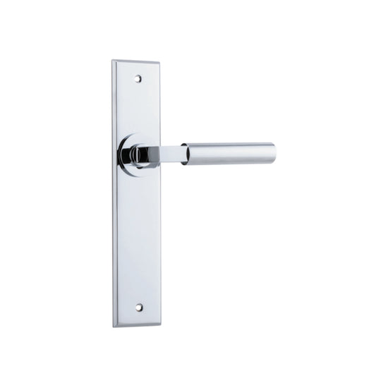 Door Lever Berlin Chamfered Latch Polished Chrome H240xW50xP59mm in Polished Chrome