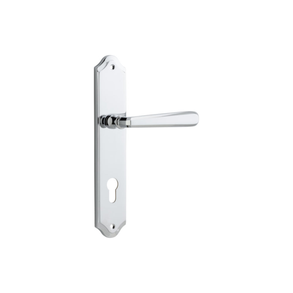 Door Lever Copenhagen Shouldered Euro Pair Polished Chrome CTC85mm H250xW48xP61mm in Polished Chrome