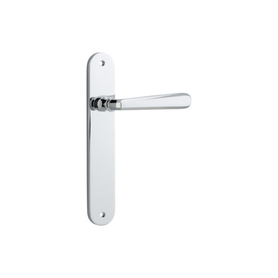 Door Lever Copenhagen Oval Latch Pair Polished Chrome H240xW40xP61mm in Polished Chrome