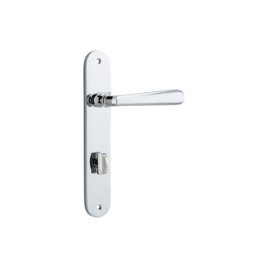 Door Lever Copenhagen Oval Privacy Pair Polished Chrome CTC85mm H240xW40xP61mm in Polished Chrome