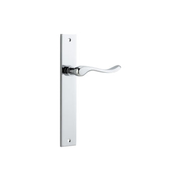 Door Lever Stirling on Long Backplate Pair Polished Chrome H240xW38xP64mm in Polished Chrome