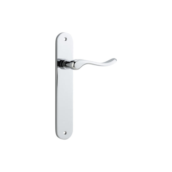 Door Lever Stirling Oval Latch Pair Polished Chrome H240xW40xP64mm in Polished Chrome