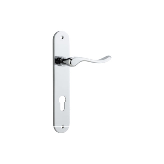 Door Lever Stirling Oval Euro Pair Polished Chrome CTC85mm H240xW40xP64mm in Polished Chrome