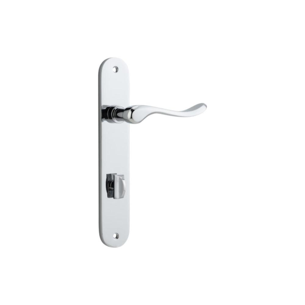 Door Lever Stirling Oval Privacy Pair Polished Chrome CTC85mm H240xW40xP64mm in Polished Chrome