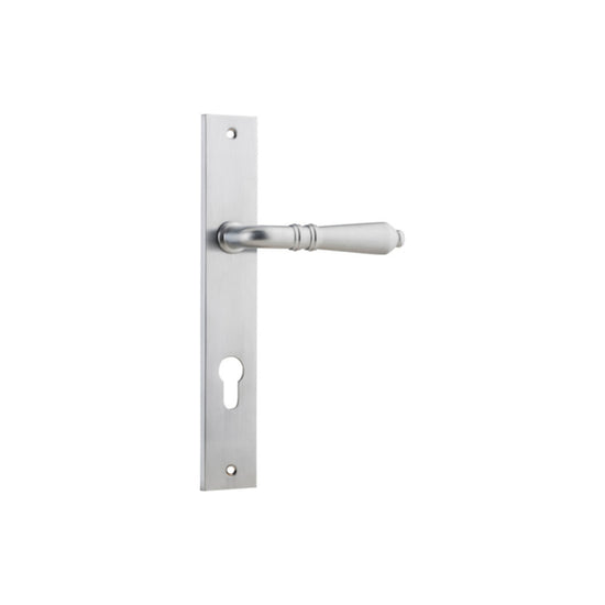 Door Lever Sarlat Rectangular Euro Brushed Chrome CTC85mm H240xW38xP55mm in Brushed Chrome