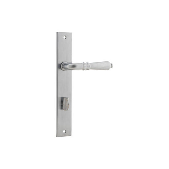 Door Lever Sarlat Rectangular Privacy Brushed Chrome CTC85mm H240xW38xP55mm in Brushed Chrome